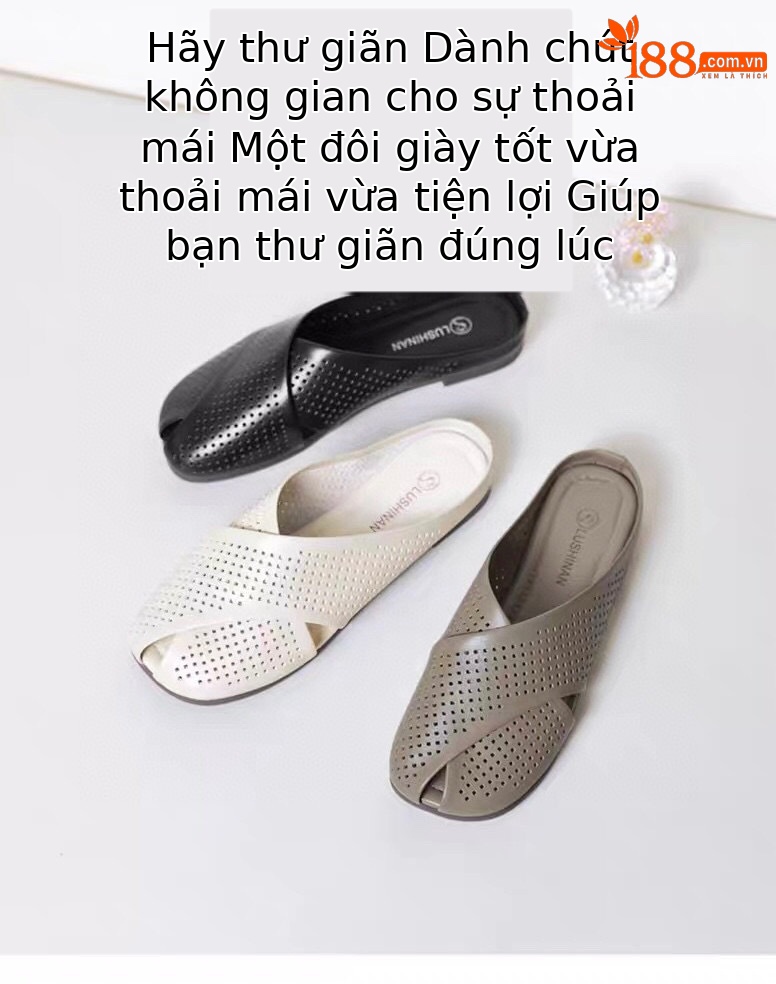 Dép sục da mềm nữ đế bằng mũi nhọn Quảng Châu — Màu đen, Màu trắng be, Màu Kaki chi tiết 6