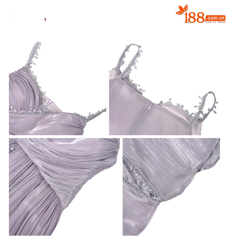 Váy dài maxi nữ cổ chữ V thắt eo phong cách Pháp đi nghỉ mát — Hồng Hoa Hồng chi tiết 3