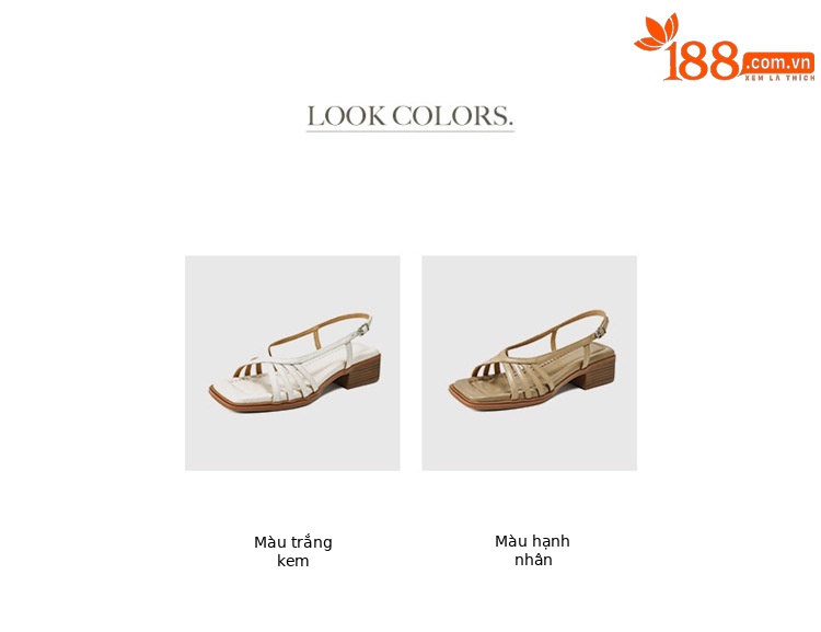 Sandal nữ mũi vuông gót vuông da cừu phong cách La Mã quai mảnh hở ngón — Màu trắng be chi tiết 5
