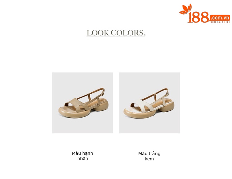 Sandal nữ da cừu hở ngón gót thô quai ngang đế dày phong cách La Mã — Màu trắng be chi tiết 5