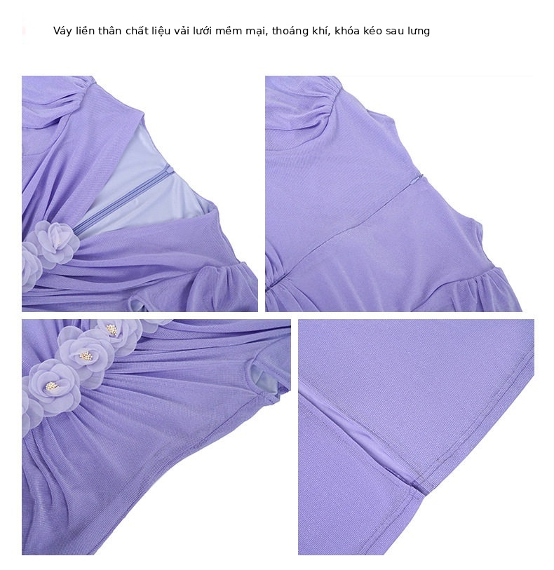 Đầm ôm body nữ phong cách Pháp cổ V tay ngắn eo cao — [Tử Đinh Hương] chi tiết 1