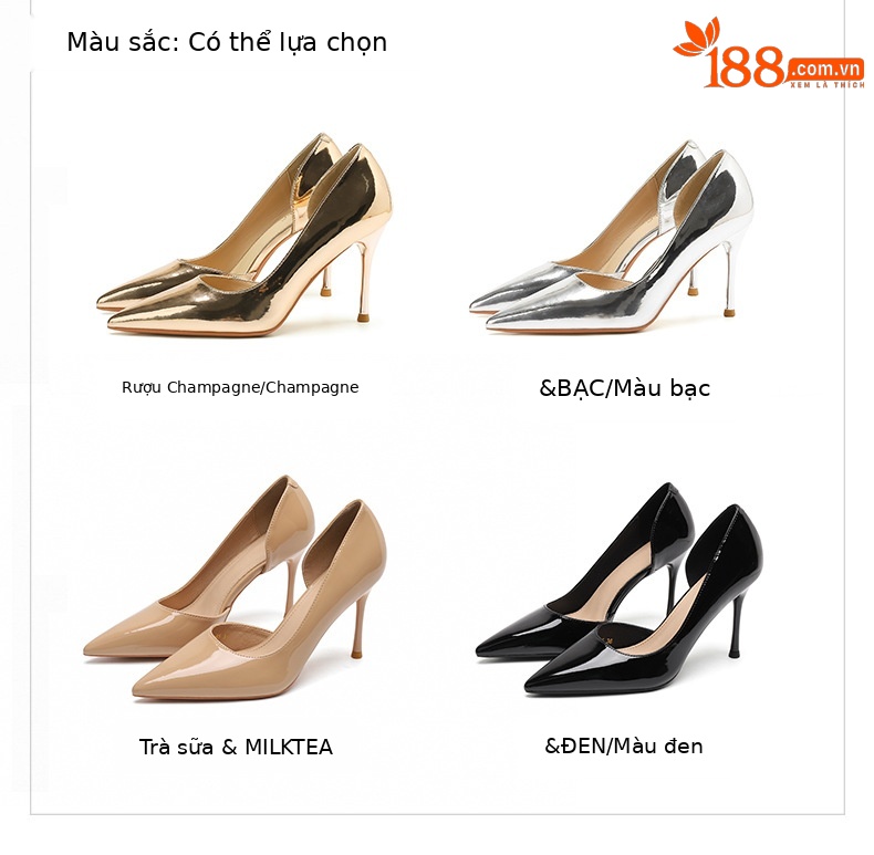 Giày cao gót mũi nhọn gót nhọn kiểu Pháp, gót 9 cm, đế rỗng bên thoáng mát — 966-A5-Màu be 9cm chi tiết 1