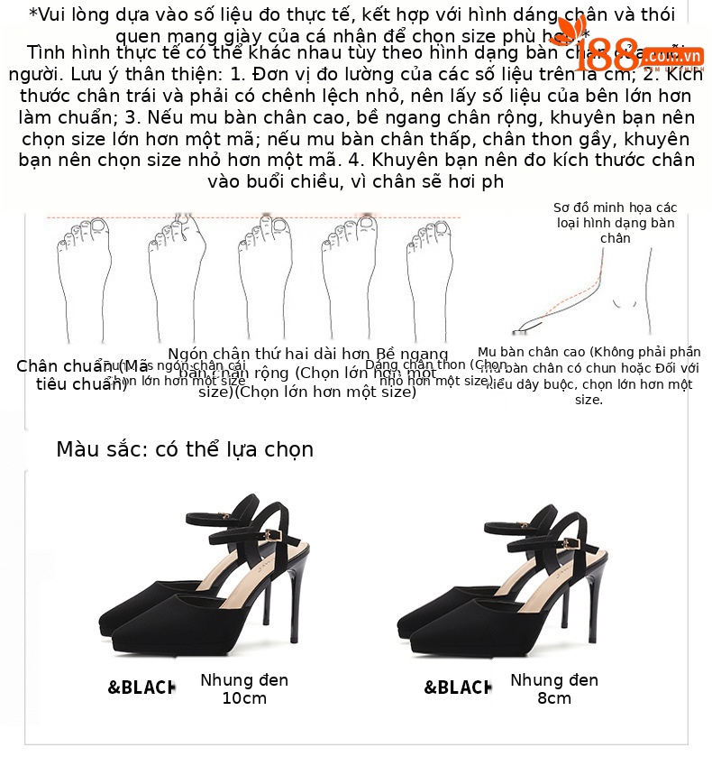 Giày cao gót nữ mũi nhọn bít mũi gót 8 cm — Da lộn màu đen 8cm chi tiết 1