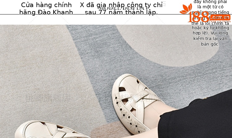 Giày lười nữ da thật khoét lỗ mũi tròn đế bệt gót dày — Da bò lớp đầu tiên màu đen bề mặt mềm chi tiết 6