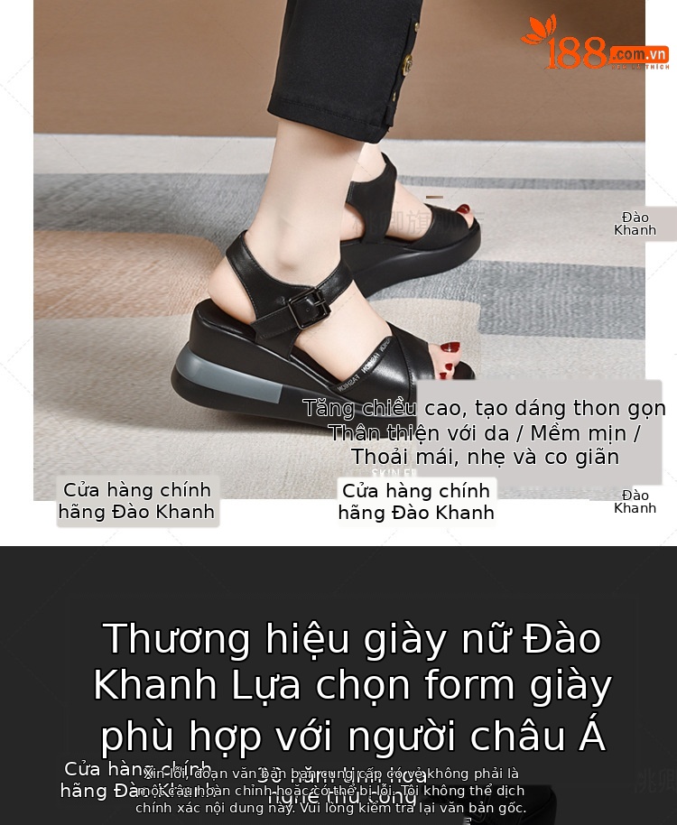 Sandal nữ đế dày da thật gót dốc cao hở mũi phối váy thời trang — Da trắng gạo nâng cấp gót dốc không mỏi chân chi tiết 2
