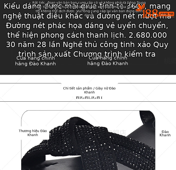 Sandal cao gót nữ da thật đế mềm gót vuông phối váy — Màu đen chi tiết 3