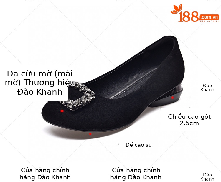 Giày lười nữ da thật mũi vuông đế bệt miệng nông — Màu đen chi tiết 2
