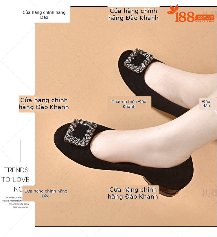 Giày lười nữ da thật mũi vuông đế bệt miệng nông — Màu đen chi tiết 12