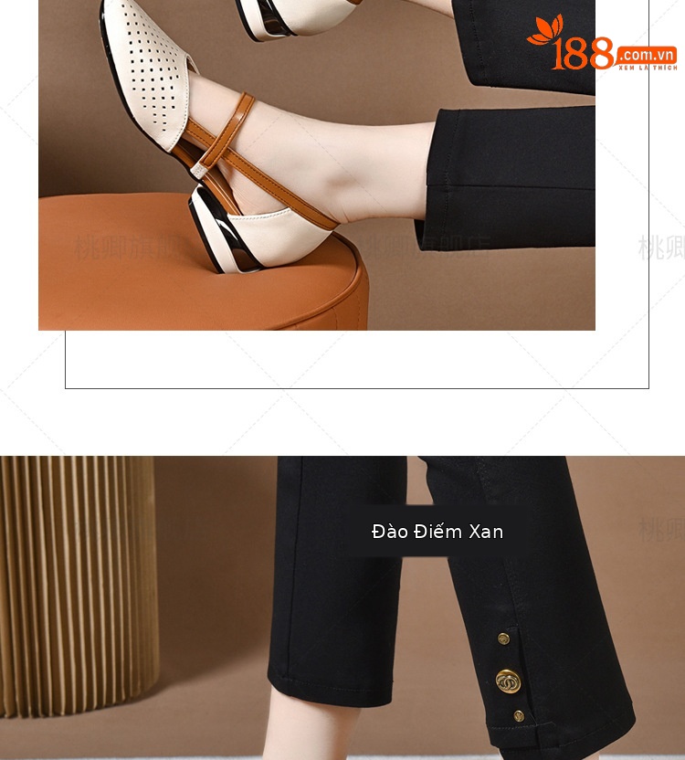 Sandal da thật nữ mũi kín đế mềm gót vuông 2.5 cm phối váy — Gót màu be cao 2.5 cm da thật chi tiết 8