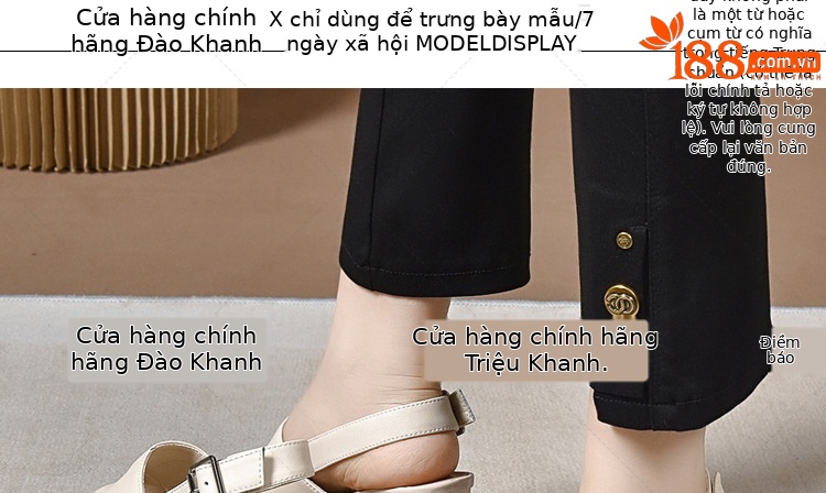 Sandal da thật nữ gót vuông 7 cm hở mũi kiểu La Mã — Gót màu be cao 7 cm da thật chi tiết 6