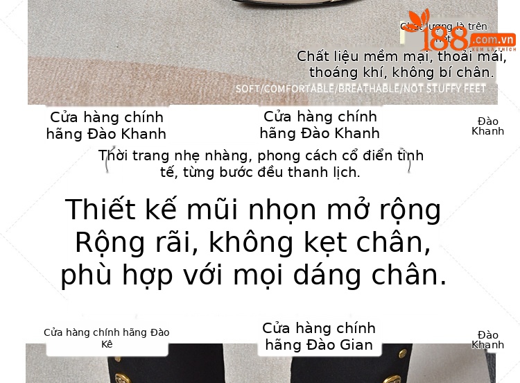 Sandal nữ da thật mũi kín gót vuông 4 cm mũi nhọn công sở mùa hè — Gót đen cao 4 cm chi tiết 1