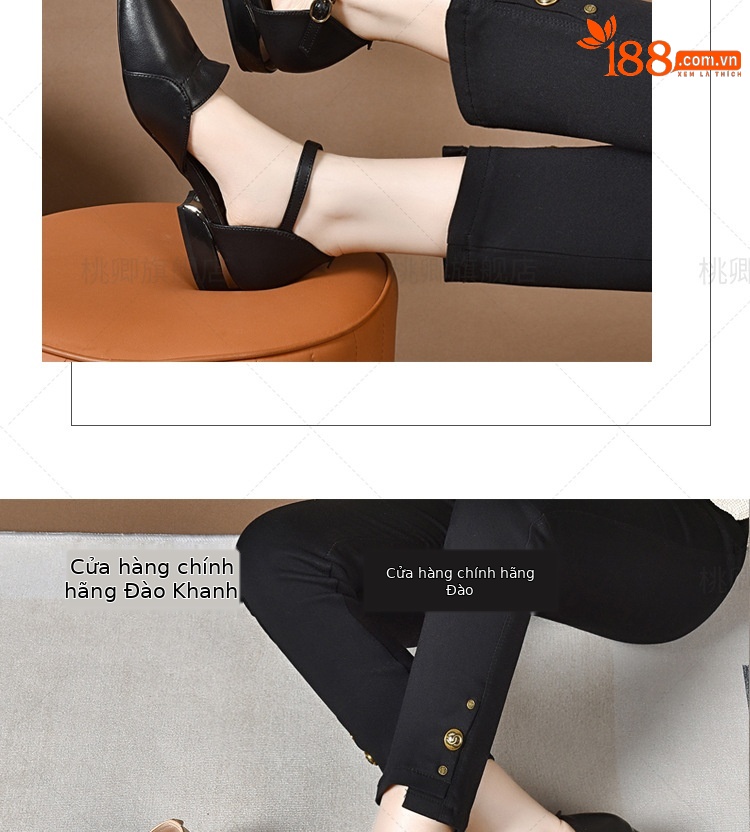 Sandal nữ da thật mũi kín gót vuông 4 cm mũi nhọn công sở mùa hè — Gót đen cao 4 cm chi tiết 8