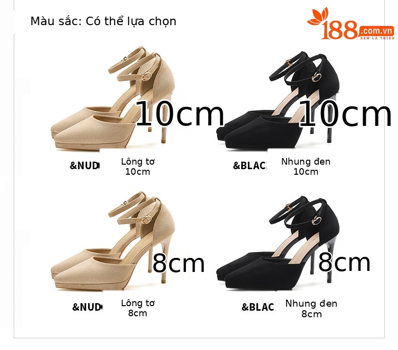 Sandal cao gót nữ mũi nhọn gót 10 cm phong cách tiên nữ — Da bóng màu nude 10cm chi tiết 1