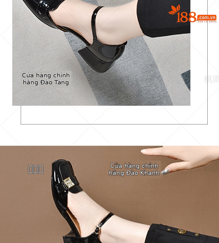 Giày Mary Jane nữ da cừu đế bệt mũi tròn miệng nông — Màu nâu chi tiết 8