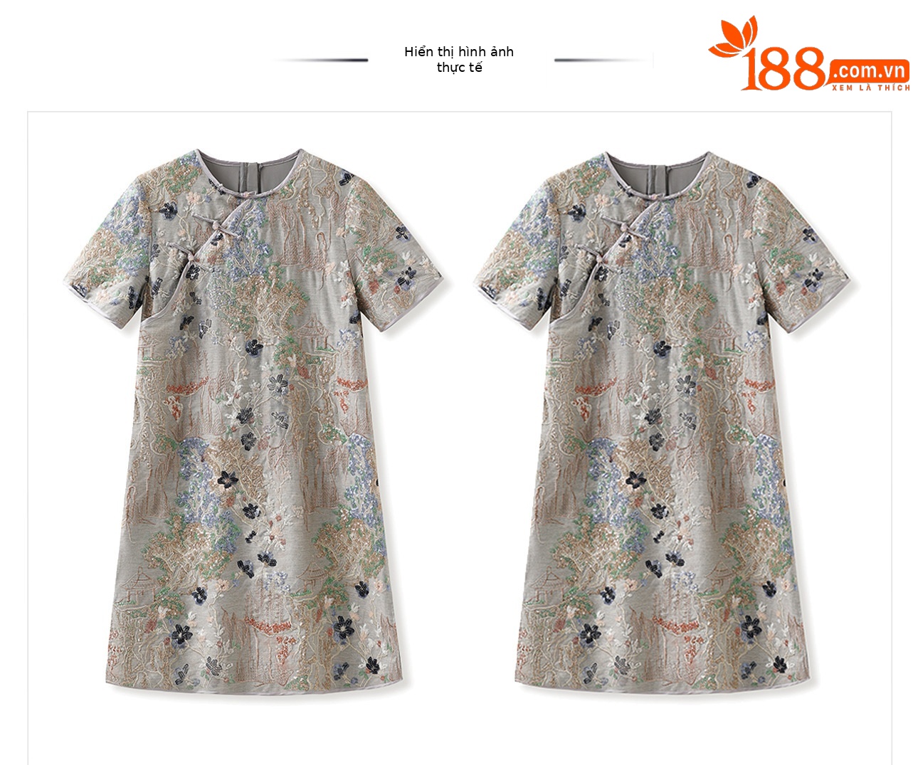 Váy ngắn thêu sequin phong cách Trung Hoa mới mùa hè M4239 — Màu xám chi tiết 17