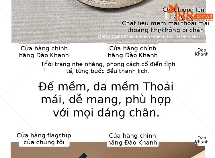Dép sandal nữ mũi tròn đế bệt da thật gót dày khoét lỗ — Màu đen chi tiết 1