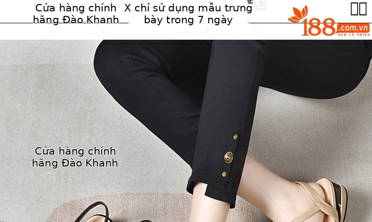 Dép sandal nữ mũi tròn đế bệt da thật gót dày khoét lỗ — Màu đen chi tiết 6