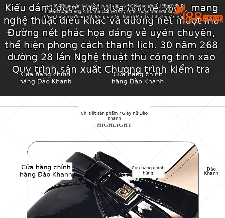 Sandal da bóng nữ mũi nhọn gót thấp phối váy — Màu đen chi tiết 3