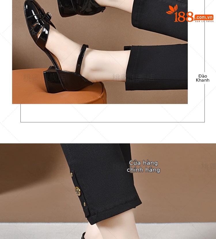 Sandal da bóng nữ mũi nhọn gót thấp phối váy — Màu đen chi tiết 8