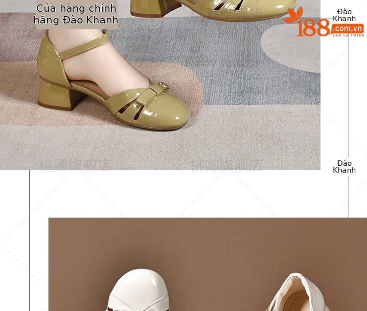 Sandal da bóng nữ mũi nhọn gót thấp phối váy — Màu đen chi tiết 12