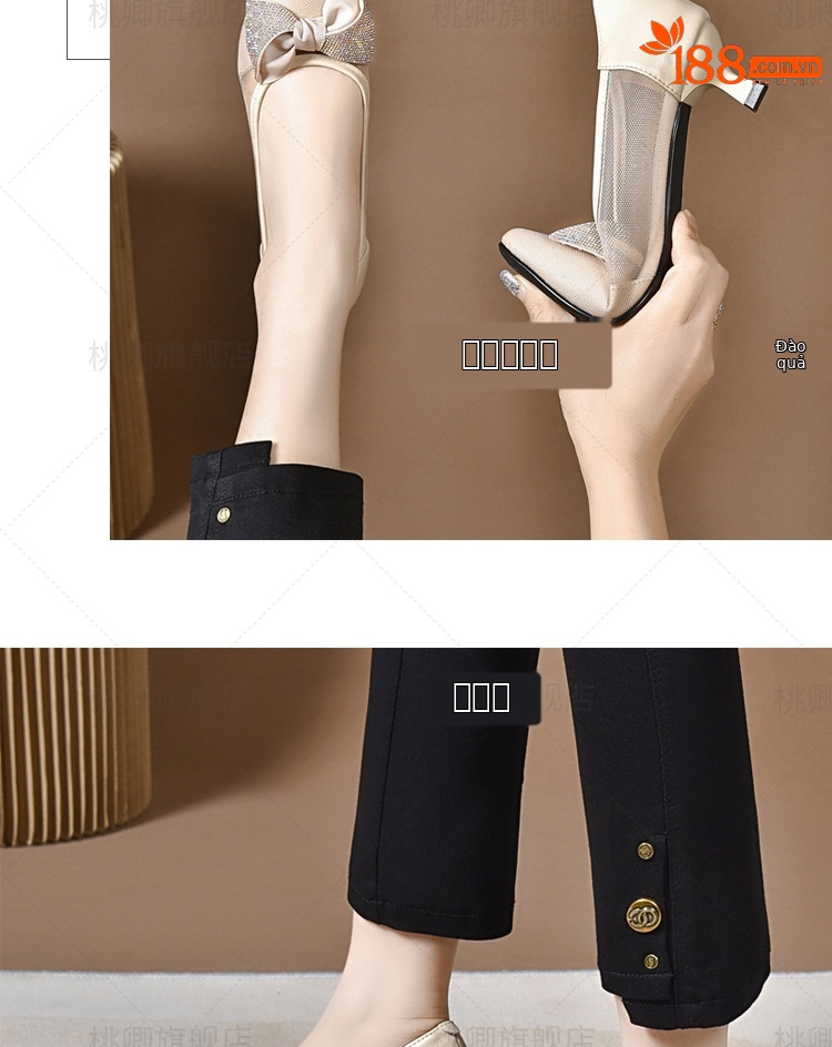 Giày cao gót lưới nữ hở mũi gót nhọn 5 cm, thiết kế khoét lỗ, chất liệu da thật — Màu mơ cao gót 5 cm chi tiết 12