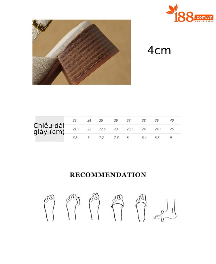 Sandal hở ngón da cừu gót thô đầu vuông quai ngang kiểu La Mã — Màu trắng be chi tiết 2