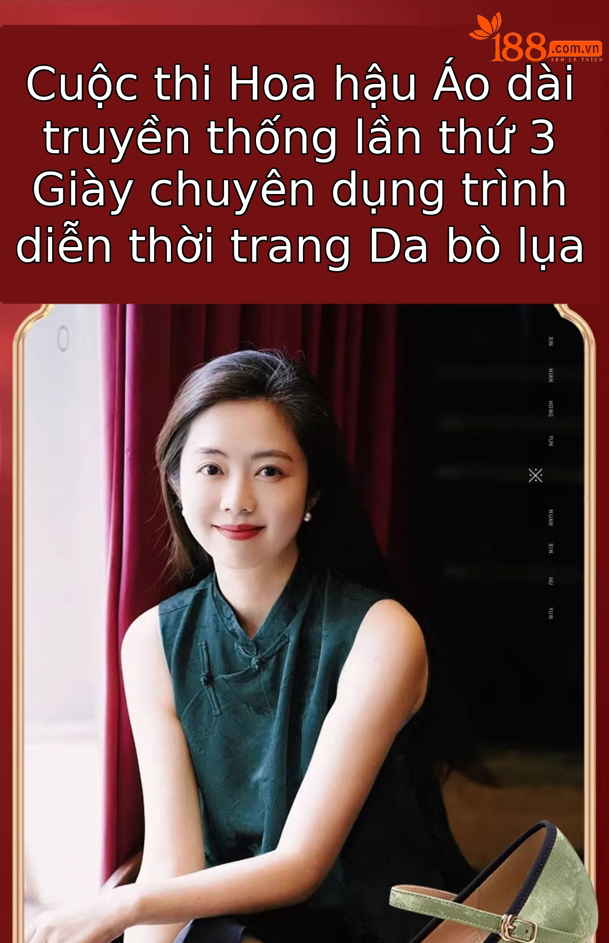 Giày cao gót nữ mũi nhọn phong cách cổ điển Trung Hoa, gót 5-11 cm, phối sườn xám váy vest — Trắng be 5cm, Màu trắng nhạt 7cm, Màu đen 11cm, Màu xanh lá cây 7cm chi tiết 1