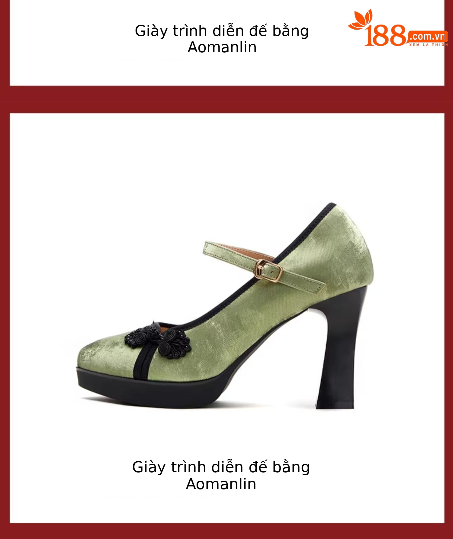 Giày cao gót nữ mũi nhọn phong cách cổ điển Trung Hoa, gót 5-11 cm, phối sườn xám váy vest — Trắng be 5cm, Màu trắng nhạt 7cm, Màu đen 11cm, Màu xanh lá cây 7cm chi tiết 15