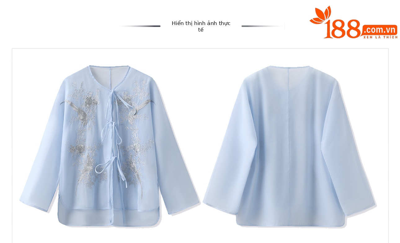 Bộ váy áo sơ mi lụa tơ tằm in họa tiết vintage cao cấp phong cách tiểu thư — váy treo màu xanh, Áo màu xanh lam chi tiết 4