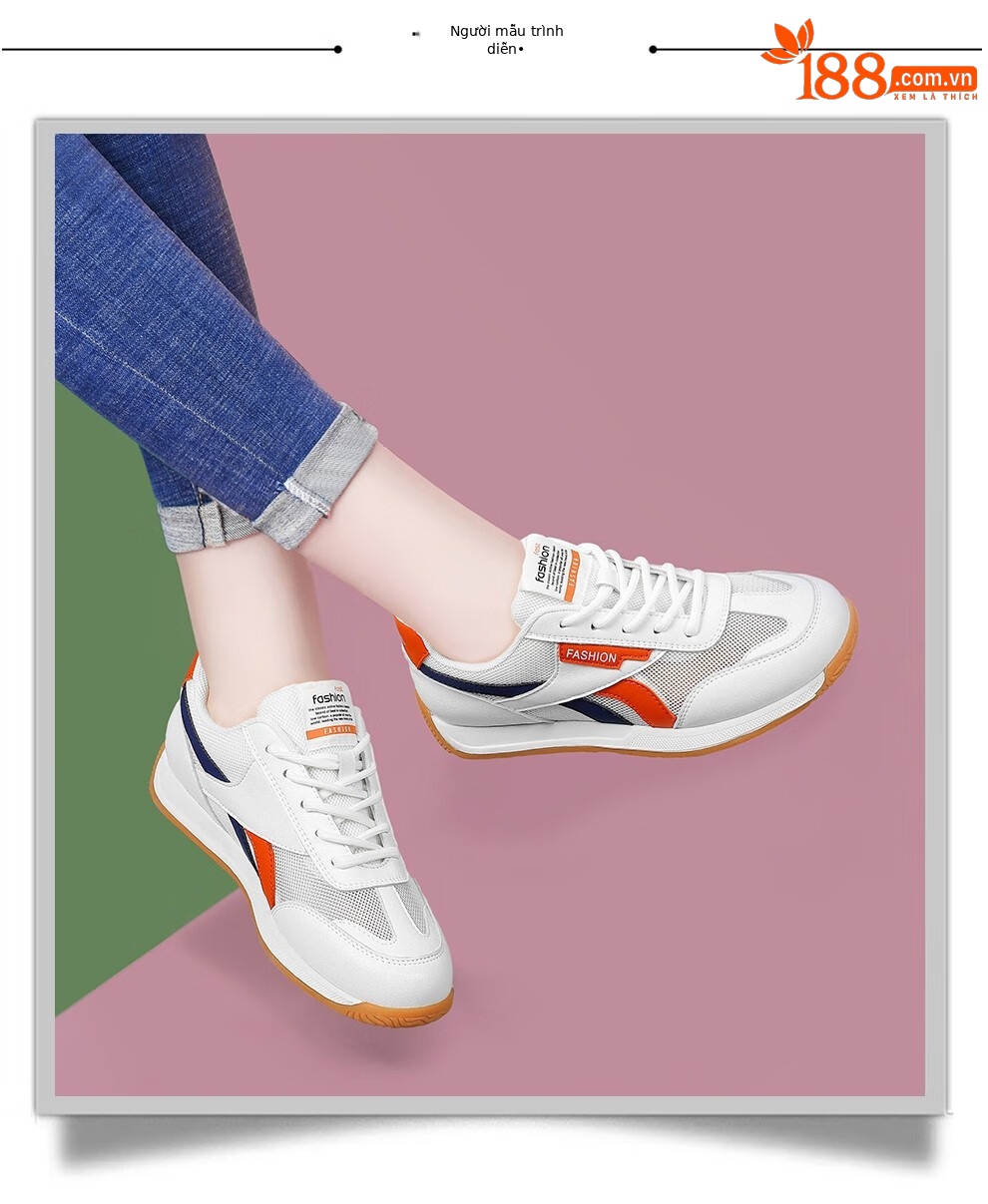 Giày thể thao nữ Dunhu dáng sneaker lưới thoáng khí, phối trắng học sinh xuân hè — Trắng cam 58369-1, 58369 Trắng xám Xuân Thu, Màu xám trắng 58369-1, 58369 Trắng cam Xuân Thu chi tiết 5