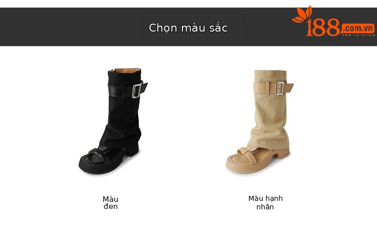 Sandal cao gót hở mũi nữ đế dày gót vuông, quai thắt lưng da bò — Màu đen chi tiết 4