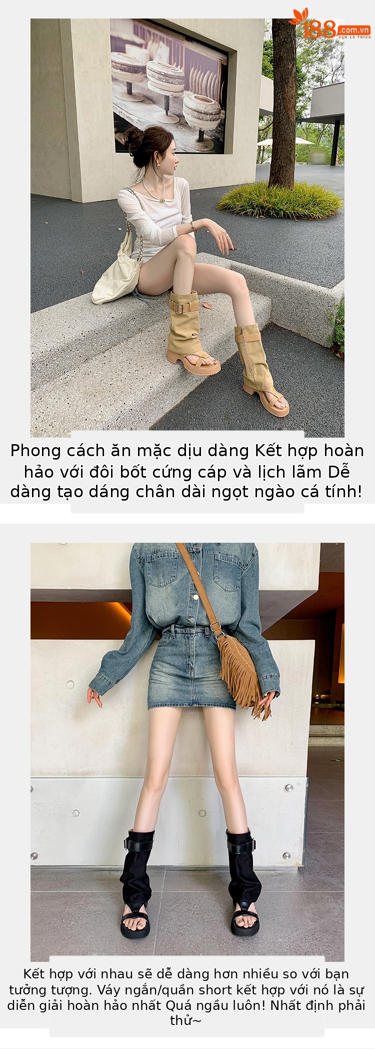 Sandal cao gót hở mũi nữ đế dày gót vuông, quai thắt lưng da bò — Màu đen chi tiết 9