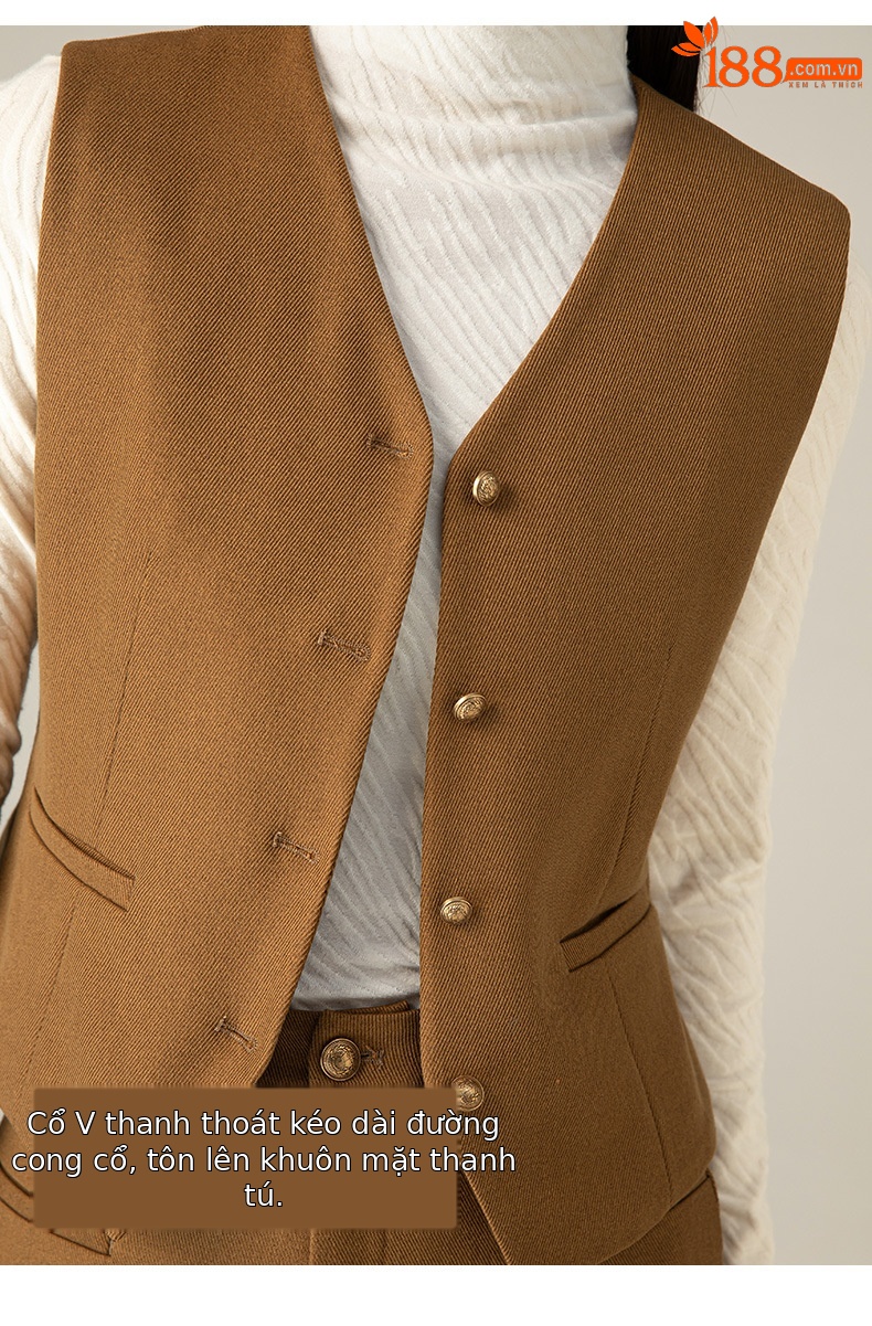 Bộ vest gile nữ len phong cách lịch lãm — Áo vest (64625) chi tiết 9