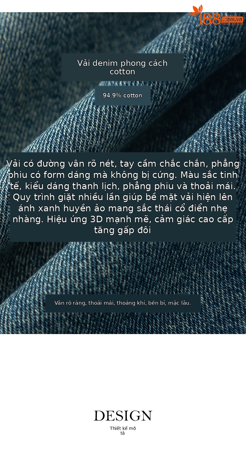Chân váy jean nữ xẻ tà màu xanh cổ điển cạp cao dáng dài — Màu xanh lam chi tiết 6