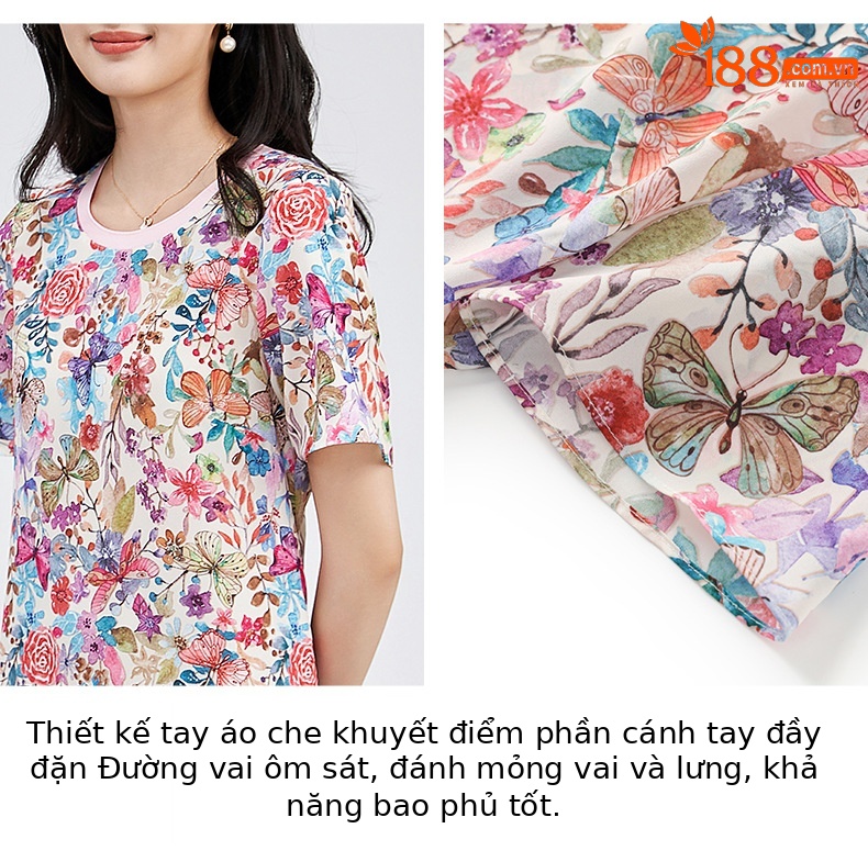 Váy suông midi in họa tiết hoa thanh lịch — Màu hồng chi tiết 7