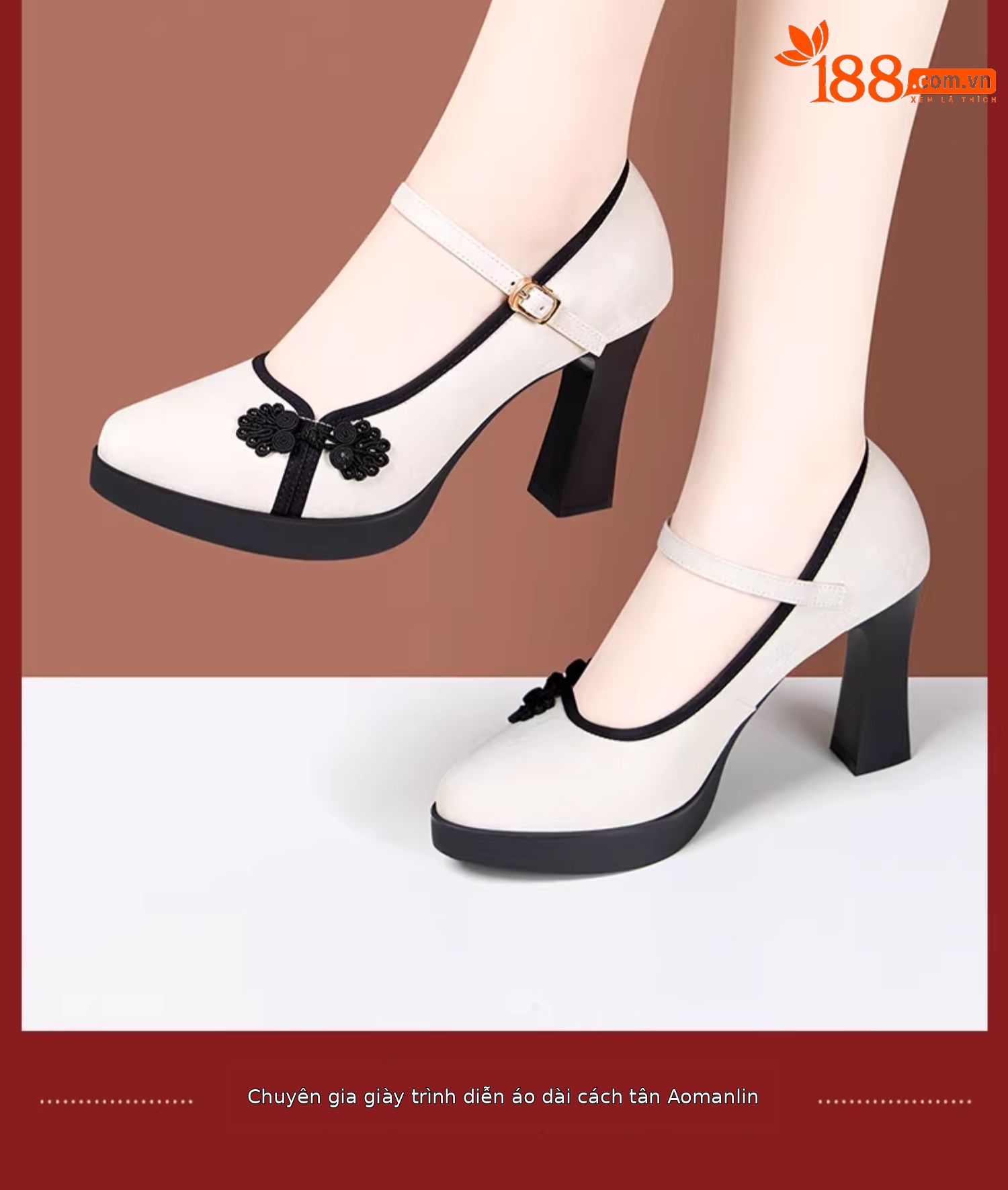Giày cao gót nữ mũi nhọn phong cách cổ điển Trung Hoa, gót 5–11 cm, phù hợp mặc cùng sườn xám hoặc váy dài — Trắng be 5cm, Màu trắng nhạt 7cm, Màu đen 11cm, Xanh 7cm chi tiết 9