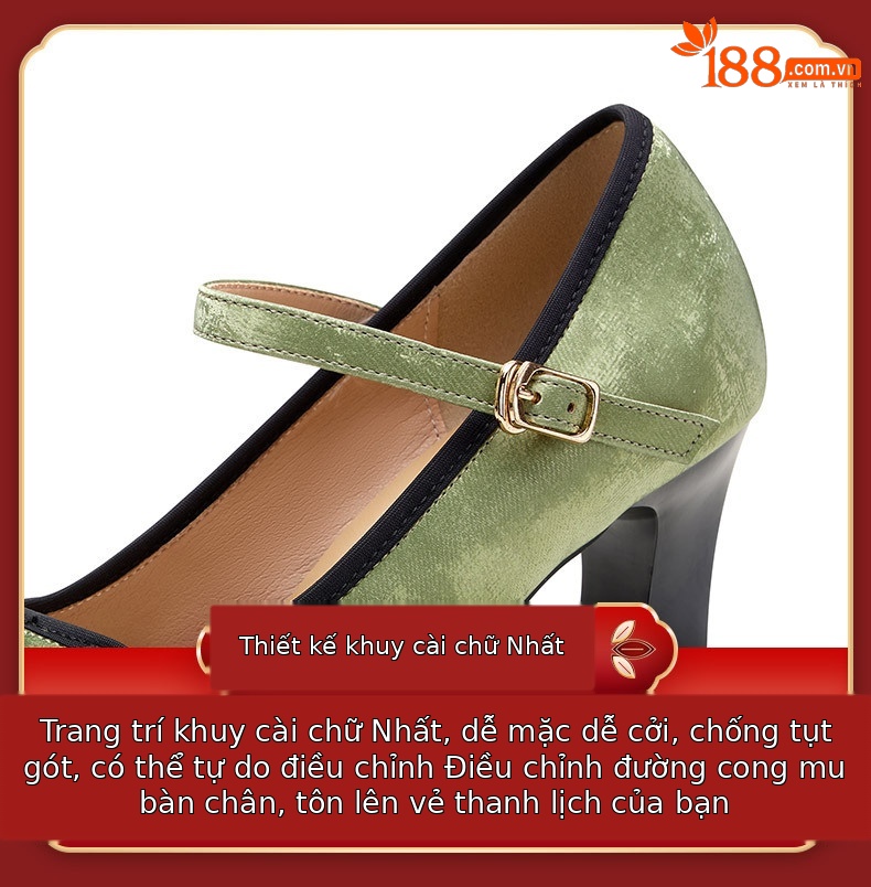 Giày cao gót nữ mũi nhọn phong cách cổ điển Trung Hoa, gót 5–11 cm, phù hợp mặc cùng sườn xám hoặc váy dài — Trắng be 5cm, Màu trắng nhạt 7cm, Màu đen 11cm, Xanh 7cm chi tiết 12