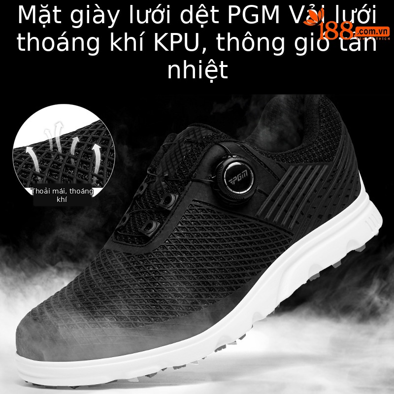Giày golf nam PGM đinh dẻo thoáng khí chống trượt — XZ372-[Bằng sáng chế/Núm/Chống trượt thoáng khí]-Màu Đen nguyên tử