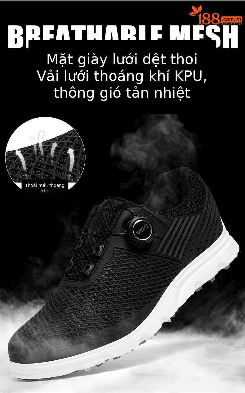 Giày golf nam PGM đinh dẻo thoáng khí chống trượt — XZ372-[Bằng sáng chế/Núm/Chống trượt thoáng khí]-Màu Đen nguyên tử chi tiết 5