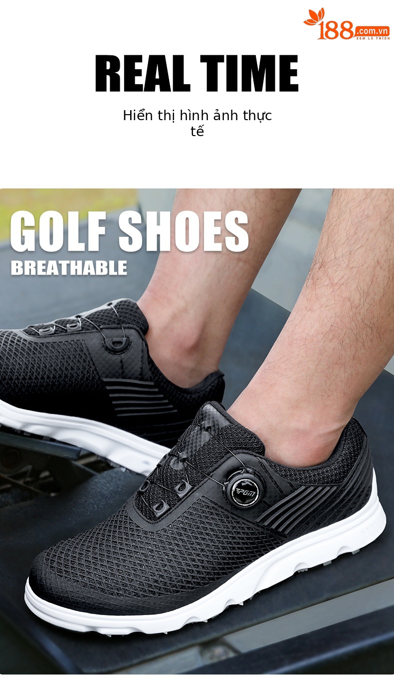 Giày golf nam PGM đinh dẻo thoáng khí chống trượt — XZ372-[Bằng sáng chế/Núm/Chống trượt thoáng khí]-Màu Đen nguyên tử chi tiết 8