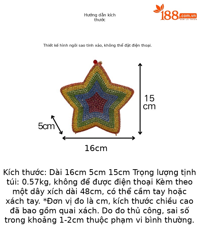 Túi clutch nữ đính kim cương dạ hội Star Rhinestone — Màu cầu vồng, Hồng chuyển dần, Tím hồng, Bạc AB chi tiết 1
