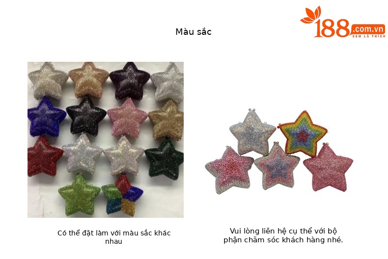 Túi clutch nữ đính kim cương dạ hội Star Rhinestone — Màu cầu vồng, Hồng chuyển dần, Tím hồng, Bạc AB chi tiết 5