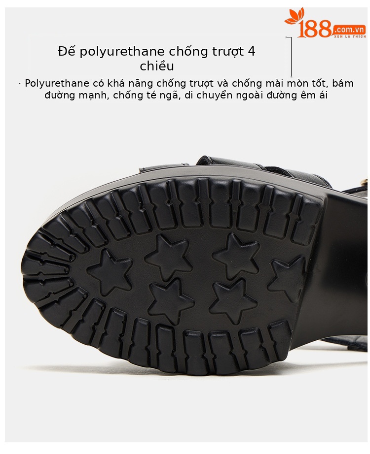 Sandal nữ đế xuồng cao vừa phải, hở mũi, khóa dán, platform chống thấm, gót 8 cm — Màu đỏ 8cm, Trắng 8cm, Màu đen 8cm chi tiết 10