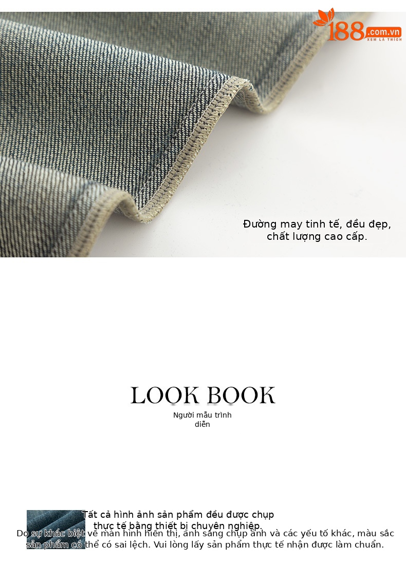 Quần jean ống đứng cạp cao Xinge chất Tencel mềm rủ, gấu gập cho nữ dáng nhỏ — Xanh đá quý chi tiết 17
