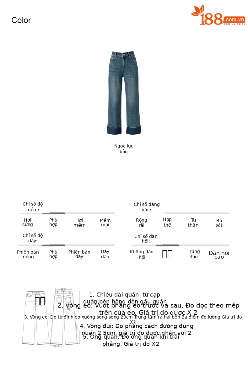 Quần jean ống đứng cạp cao Xinge chất Tencel mềm rủ, gấu gập cho nữ dáng nhỏ — Xanh đá quý chi tiết 3