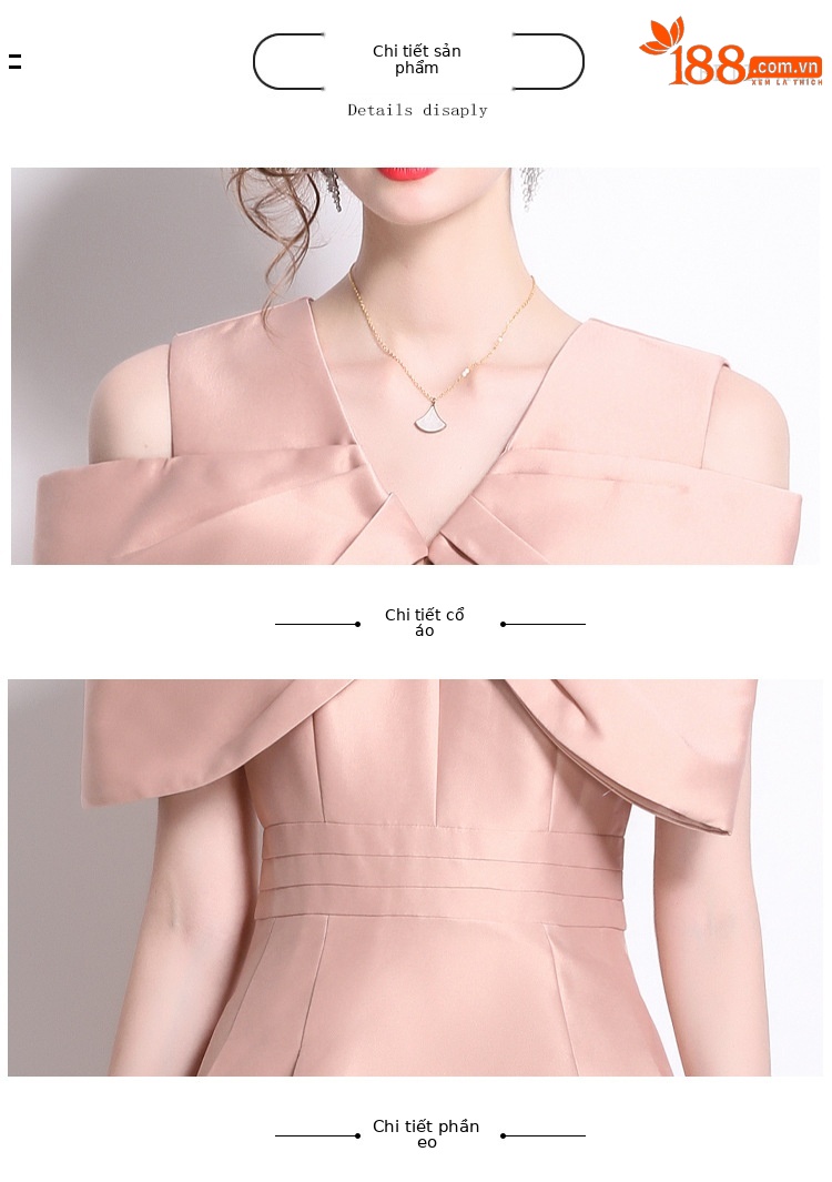 Váy phù dâu satin dáng ôm dài vừa, cổ điển tôn dáng — Màu đen, Màu hồng, Màu trắng chi tiết 11