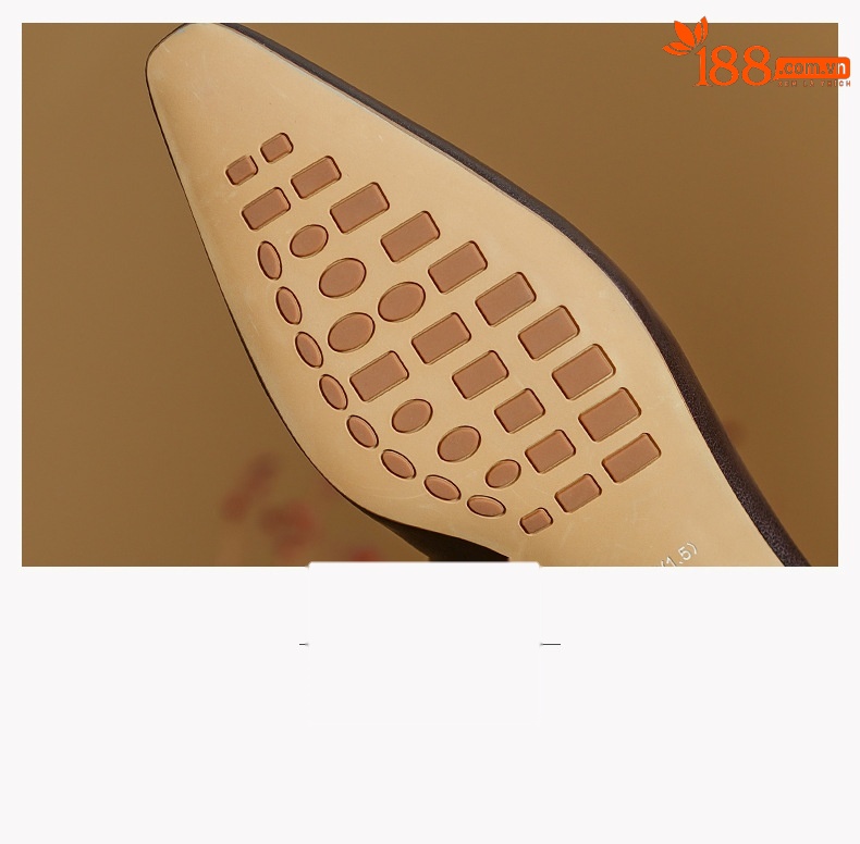 Giày cao gót nữ mũi nhọn miệng nông da bò mềm gót vuông 3,5 cm — Màu cà tím chi tiết 12