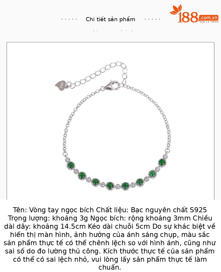 Vòng tay bạc S925 đính ngọc lục bảo 8 hạt phong cách hoang dã tinh tế — Một chiếc chi tiết 2