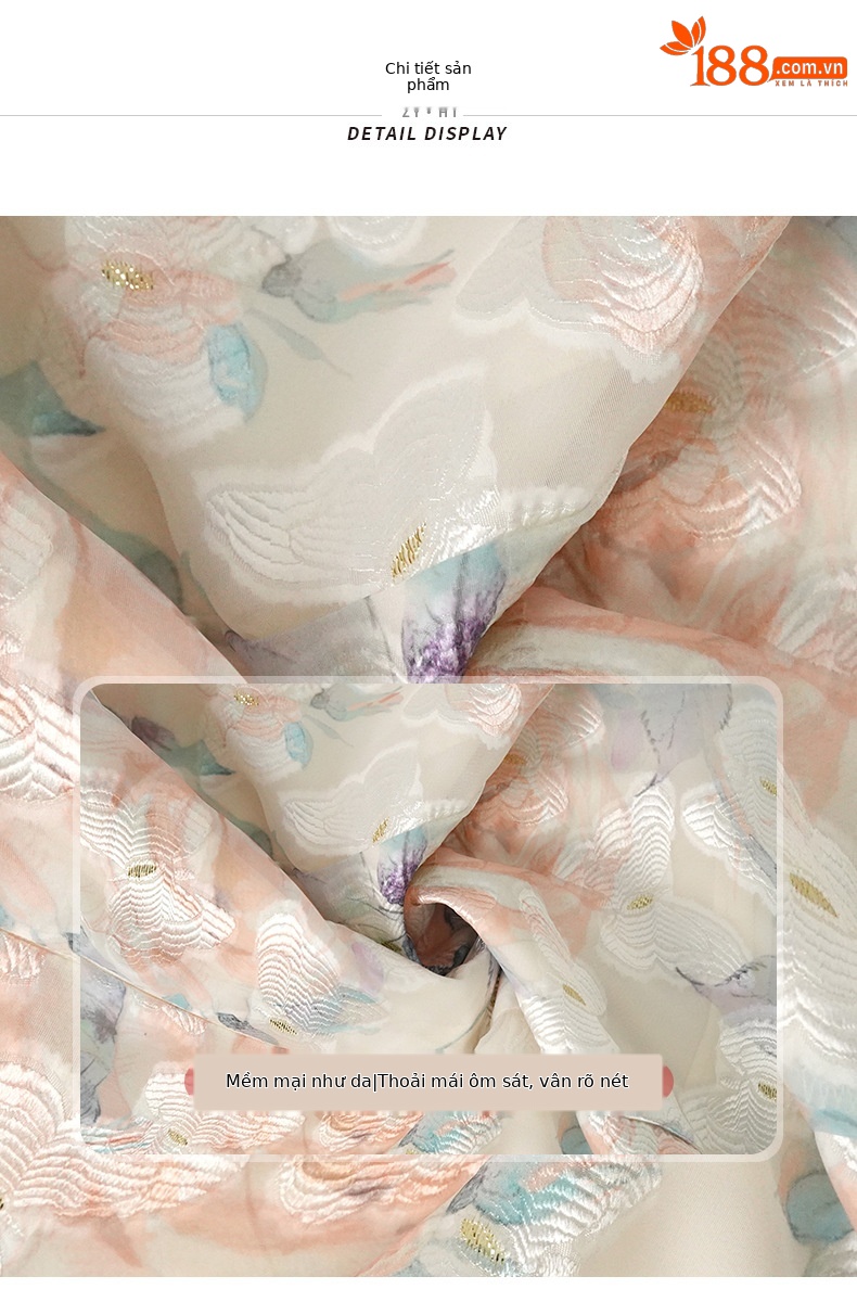 Váy maxi nữ in hoa lệch vai, thiết kế ôm eo chữ A dành cho dáng người nhỏ nhắn — Hoa Màu mơ chi tiết 1
