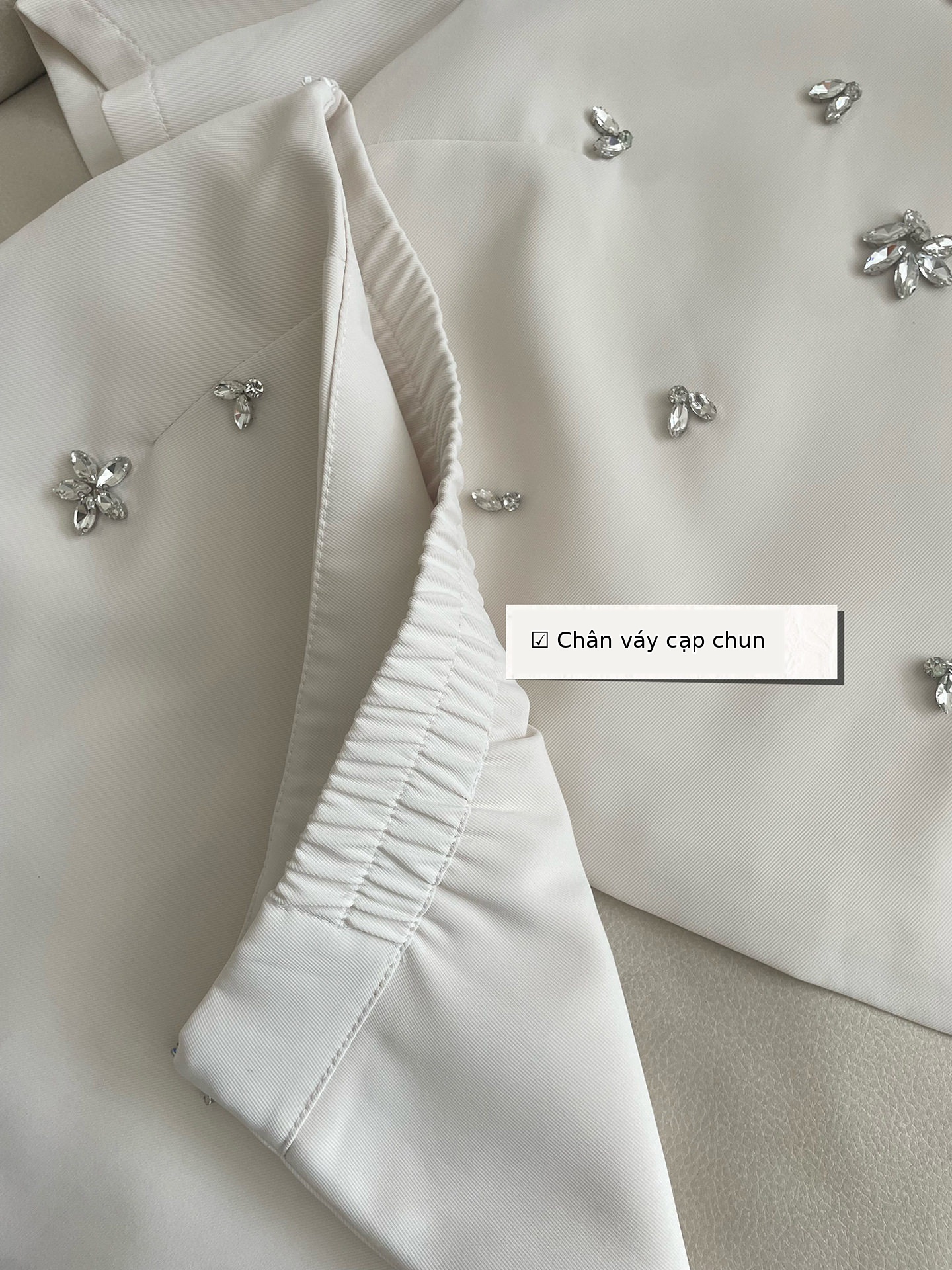 Chân váy xếp ly nữ xòe phong cách Chanel, chất liệu polyester cao cấp chi tiết 15